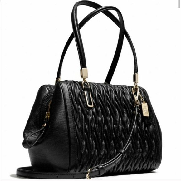 New Coach Madison Chevron Gathered Poof Satchel - Picture 3 of 10